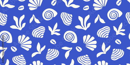 Abstract marine summer pattern in a naive style