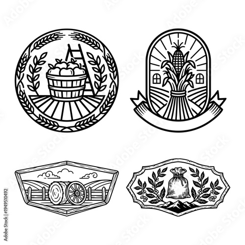 Vintage barber emblem bundle with mustache and shaving tools