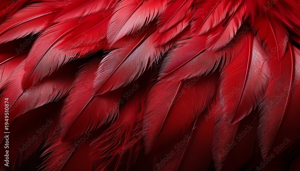 Obraz premium Captivating Close Up Of Vibrant Red Feathers Their Delicate Barbs Creating A Soft And Alluring Texture Against A Stark Black Backdrop