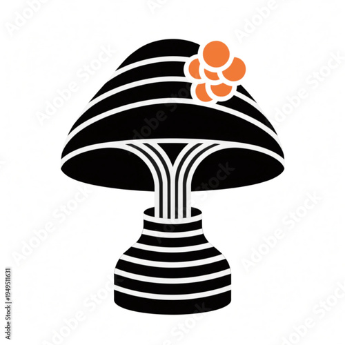 Whimsical mushroom with ladybug perched on its cap