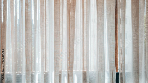 close up of a light beige curtain