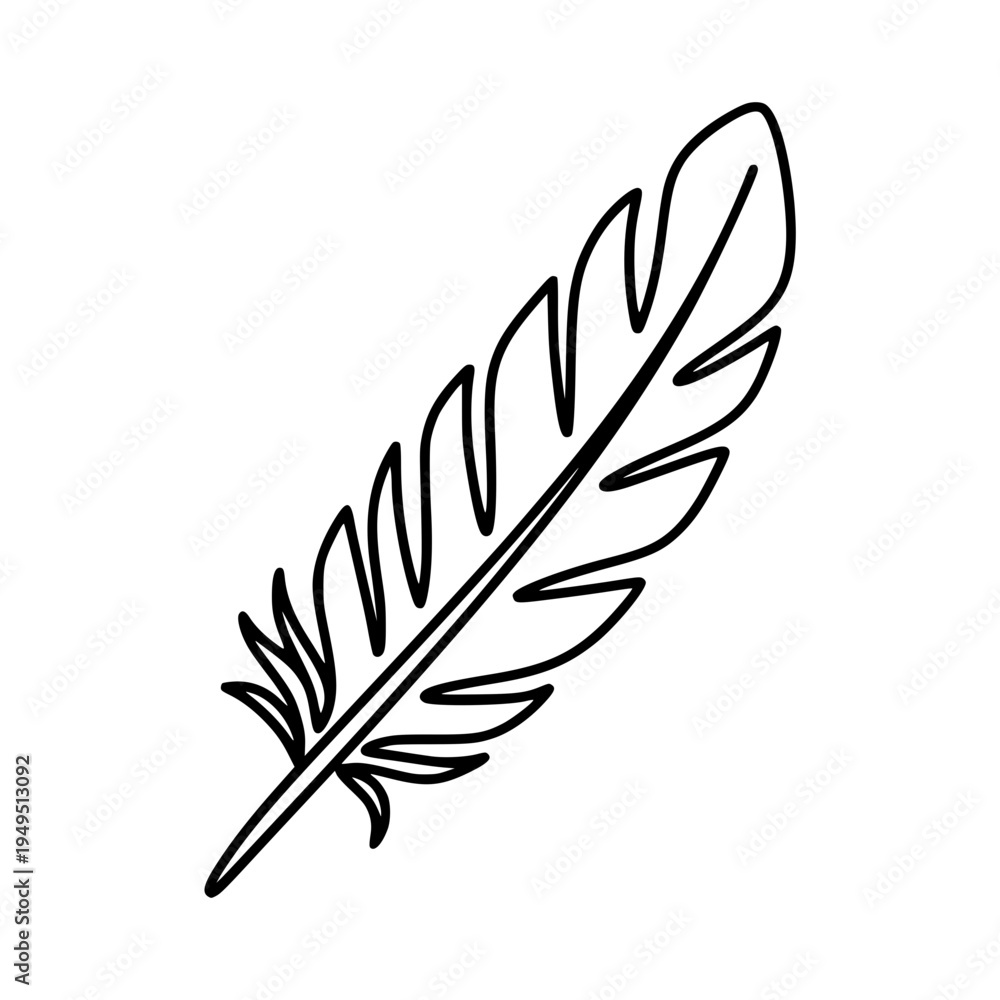 Fototapeta premium An elegant sketch of a single feather, rendered with a clean and minimalistic aesthetic.