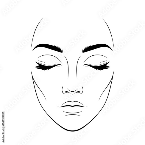 An elegant minimalist line drawing illustrates a serene face with closed eyes, conveying a sense of inner peace. 