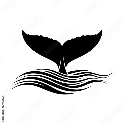 A majestic whale tail emerges from the ocean waves, its silhouette a symbol of the immense power and grace of marine life.