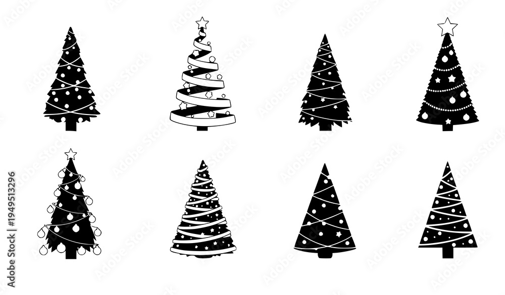 Obraz premium Elegant Christmas tree vector collection festive decorative holiday trees set