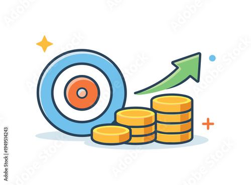 Strategic financial goal planning helping individuals organize long term savings and budgeting for stability and future opportunities in everyday life, a simple target symbol