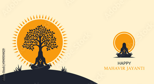 Mahavir Jayanti: Tree of Life, Meditation, Sun, Spiritual Growth, Jainism Celebration