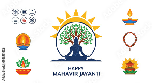 Happy Mahavir Jayanti: Jain Meditation, Symbols, and Festive Decorations