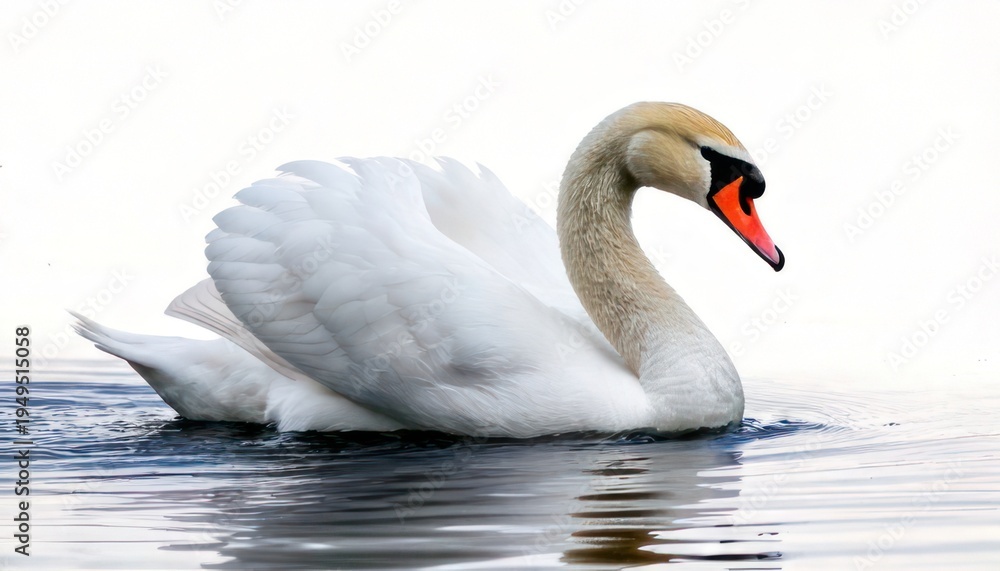 Fototapeta premium Elegant Swan Gliding on Water - A Serene Wildlife Portrait.