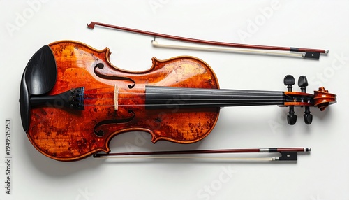 Elegant Violin and Bows - A Symphony of Craftsmanship and Artistry.