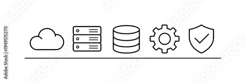 Modern cloud computing services enabling secure data storage software deployment and remote access to digital platforms across global networks, cloud, server rack, database