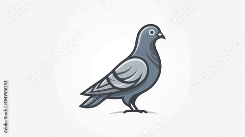 A detailed illustration of a pigeon standing gracefully showcasing its unique features.