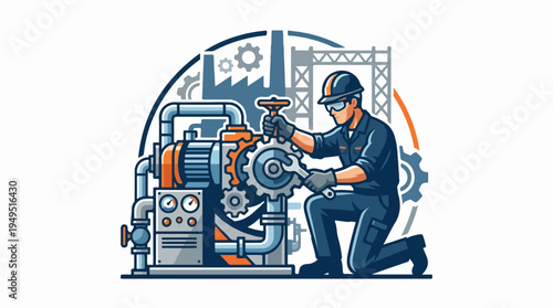 Industrial engineer working on machinery maintenance and repair.