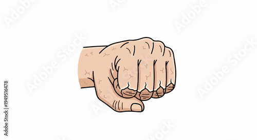 A detailed illustration of a human fist clenched and ready for action.