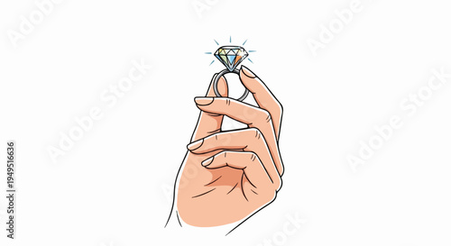Hand holding a sparkling diamond ring symbolizing engagement and luxury.