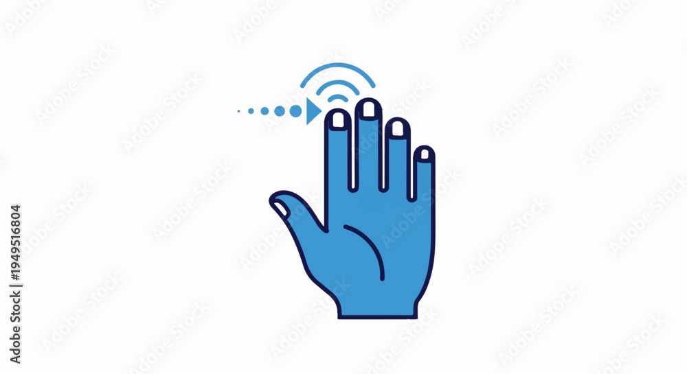 Fototapeta premium Hand gesture with four fingers touching a surface indicating a multitouch interaction.