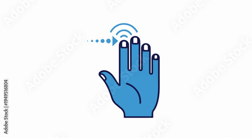 Hand gesture with four fingers touching a surface indicating a multitouch interaction.