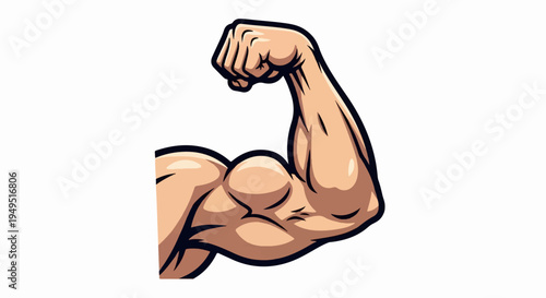 Strong muscular arm flexing bicep in powerful pose.