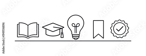 Educational self development and smart reading habits using books and technology to support lifelong learning and personal knowledge growth, open book, graduation cap, light bulb