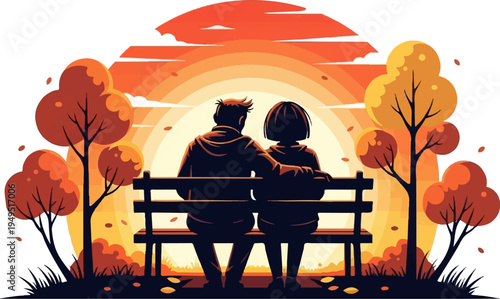 Couple sitting on a park bench enjoying a romantic moment together.