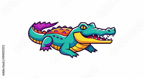 Colorful Cartoon Alligator Illustration with Vibrant Hues.
