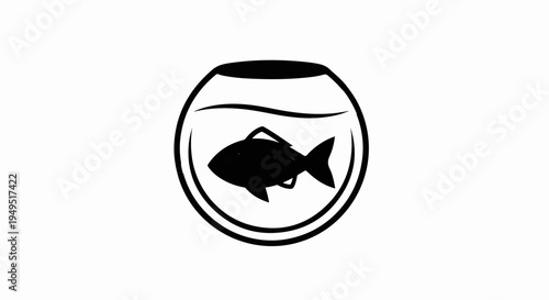 Fish in a Fishbowl Icon Illustration.