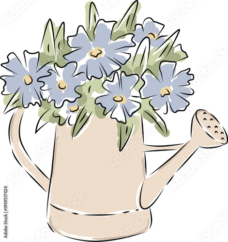 Watering Can With Flowers Sketch