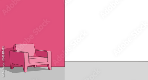 Pink Armchair with Clean Lines and Modern Design.
