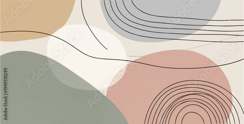 Abstract organic shapes and lines in a minimalist aesthetic.