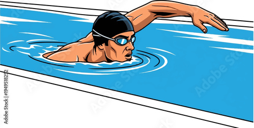 Swimmer in action during a competitive race.
