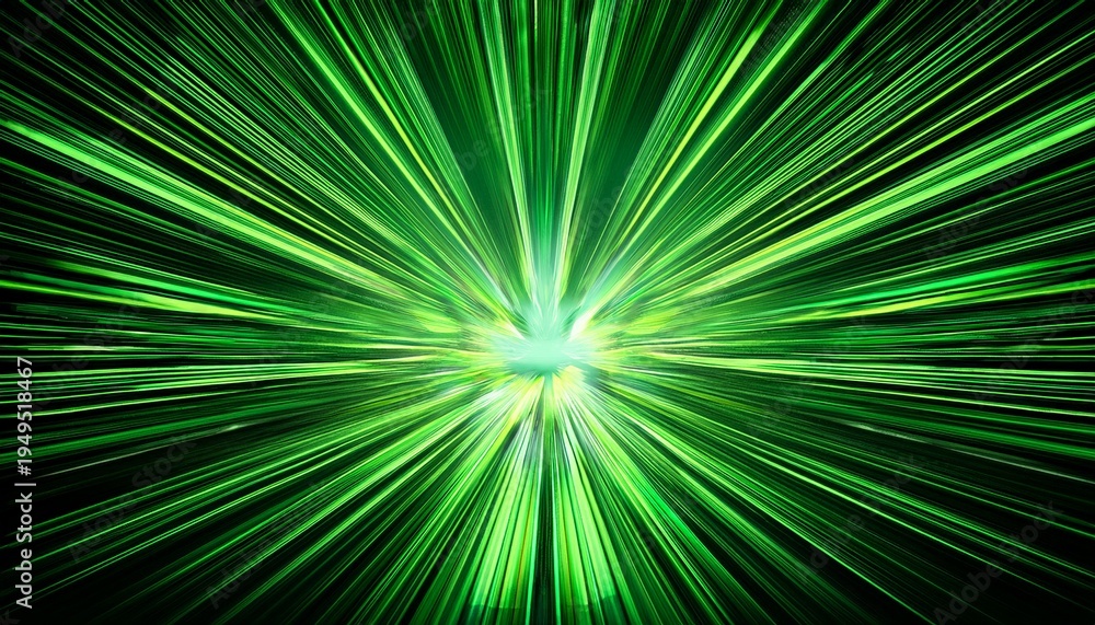 Fototapeta premium Dynamic Green Burst Energetic Comic Style Explosion Of Vivid Green Rays And Lines