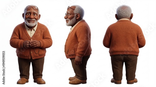 3D Style Cartoon Character Model Sheet