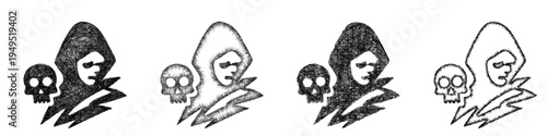 Sketch necromancy icon design set