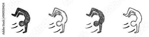 Sketch acrobatics icon design set
