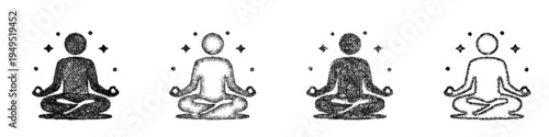 Sketch meditation icon design set