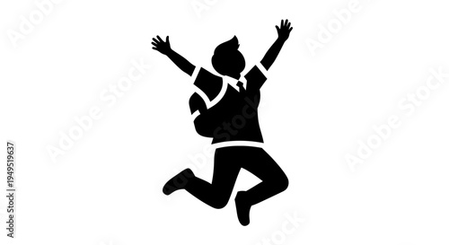 Woman Jumping Silhouette Happy Fitness Activity.