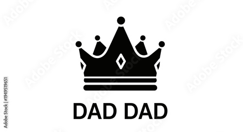 Black Crown Icon with Dad Text Symbol.