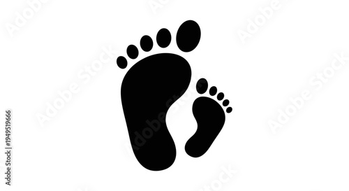 Black Footprints Silhouette on White Background.