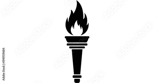 Black Silhouette of Olympic Torch Icon.