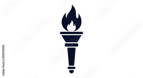 Black Torch Icon with Flames.