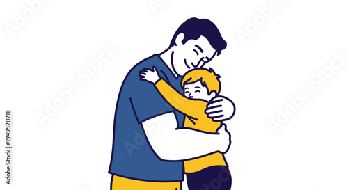 Father Hugging Son with Love and Care 1.