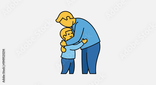 Father Hugging Son with Love and Care.