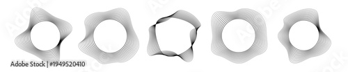 Set of round curved sound waves with dynamic wavy stripes