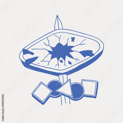 broken hotel sign retro illustration. hand drawn motel sign retro cartoon illustration