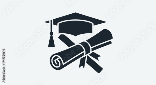 Graduation Cap and Diploma Illustration Design.