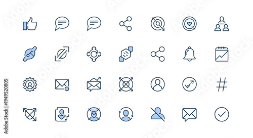 Set of various social media interface icons