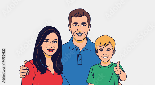 Happy Family with Mother Father and Son.
