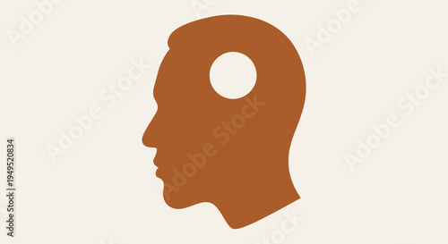 Human Head Silhouette with Hole in Brain.