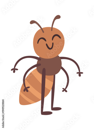 Cute happy ant funny character