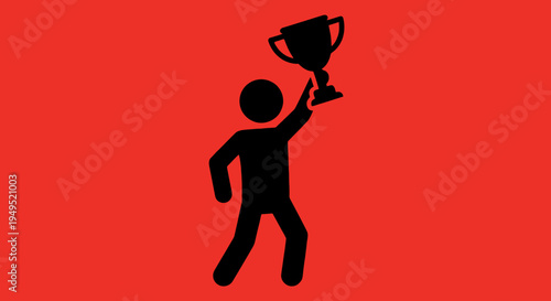 Man Holding Trophy in Victory Pose.